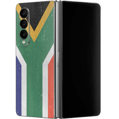South Africa Flag Distressed Galaxy Z Fold4 5G Skin